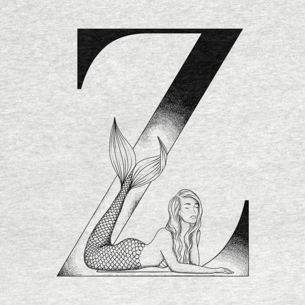 Mermaid Monogram Z by Elizabeth Weglein Art